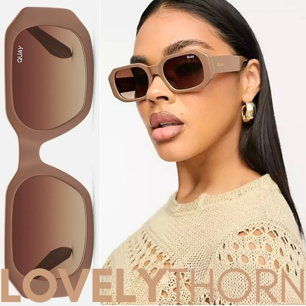 QUAY // ltd ed retro-chic 80's geo-injection oat tan frames brown lenses